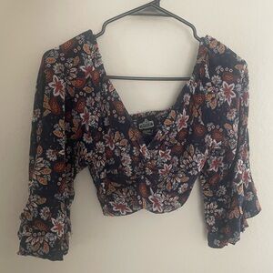 Angie Navy Floral Crop Top
